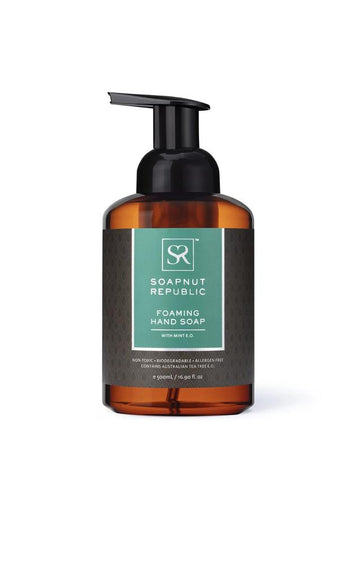 Naturally antiseptic and antifungal, blended with Mint Essential Oil to produce non-toxic, moisturizing, antibacterial foaming hand soap that is hypoallergenic and gentle on all skin types. Delivers 70% more hand washes without artificial fragrance.